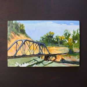 Vintage Original Landscape Oil Painting Wooden Wall Art